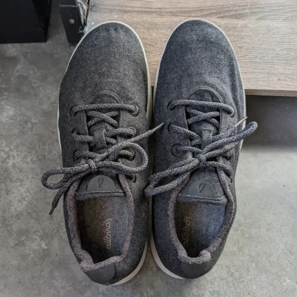 allbirds Athletic Running Shoes Men's Size 12 Merino Wool Lace Up Runners Gray